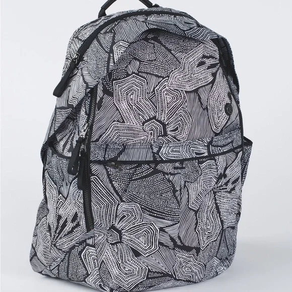 Lululemon All Day Backpack Crossover Purse Bag Dottie Tribe White Black - Picture 10 of 12